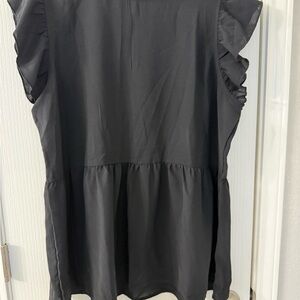 Elegant Black Ruffle Sleeve Women's Top